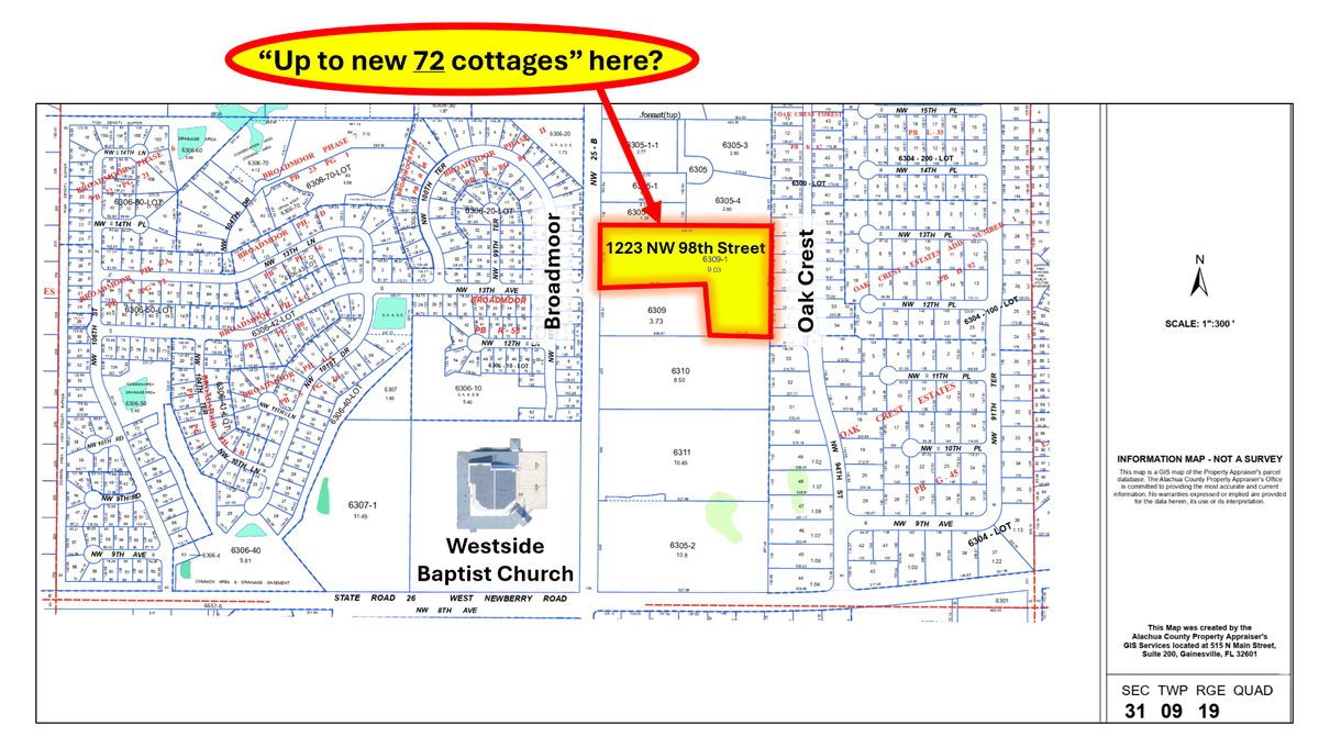Alachua County Property Appraiser parcel map with 1223 NW 98th Street highlighted